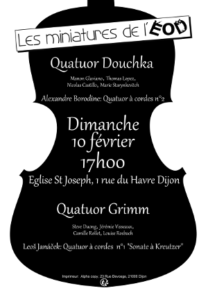 Affiche du concert les miniatures de l'ensemble orchestral de Dijon, 10 février 2019